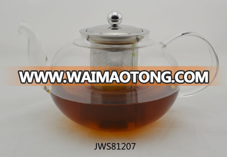 JWS81207 unbreakable glass teapot,heat resistant pyrex glass teapot